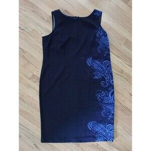 Maya Brooke Women's 18W Sleeveless Floral Casual Comfort Cocktail Blue Dress